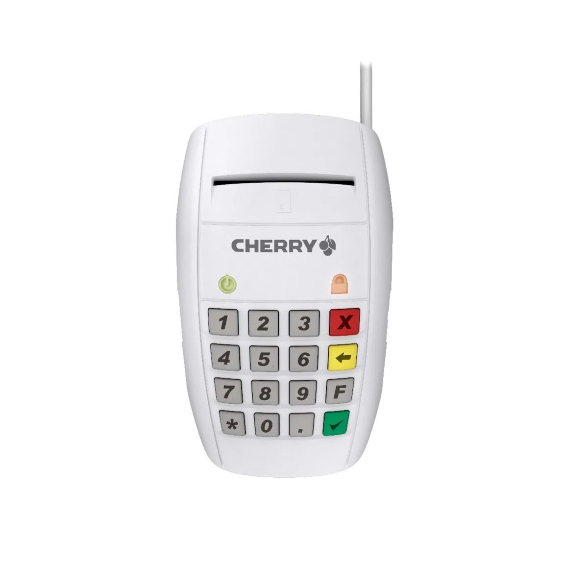 CHERRY Smart Terminal ST-2100, Chipkartenleser für KVK, eGK & Elektronische Signaturen, Homebanking, USB-Smartcard Leser, Einhändige Bedienung, 16 Tasten, Weiß