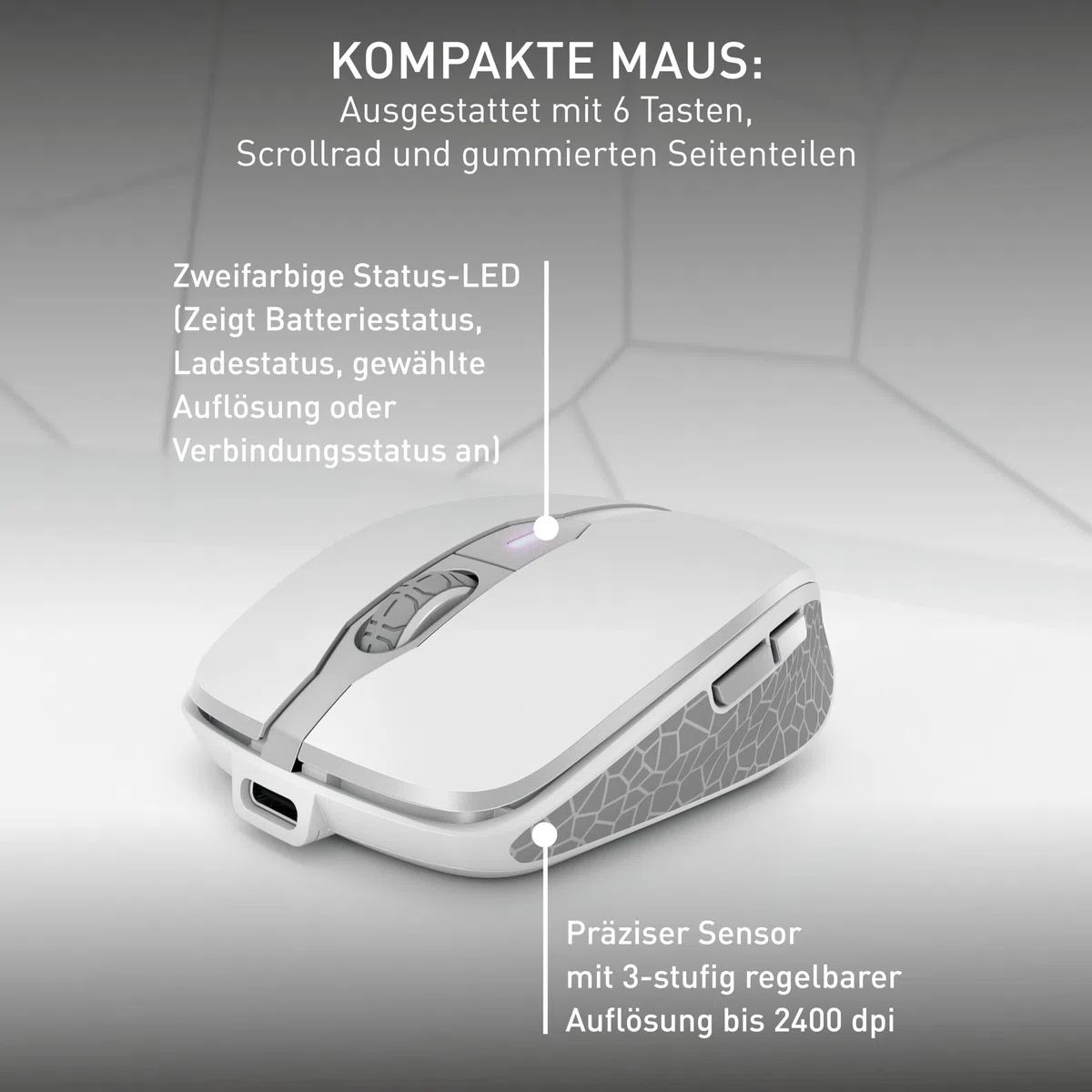 CHERRY DW 9100 Slim, Kabelloses Tastatur- und Maus-Set, Deutsches Layout (QWERTZ), Bluetooth & 2,4 GHz Funk, Leise Tasten, Wiederaufladbar, Weiß-Silber