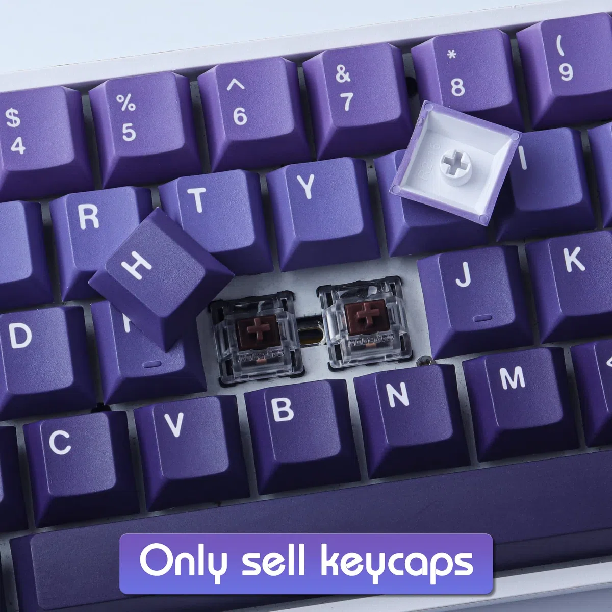 PBT Keycap 126 Keys Purple Gradien Dye-Sublimation Cherry Profie Custom Keycaps Set for Cherry MX Switch Mechanical Keyboards