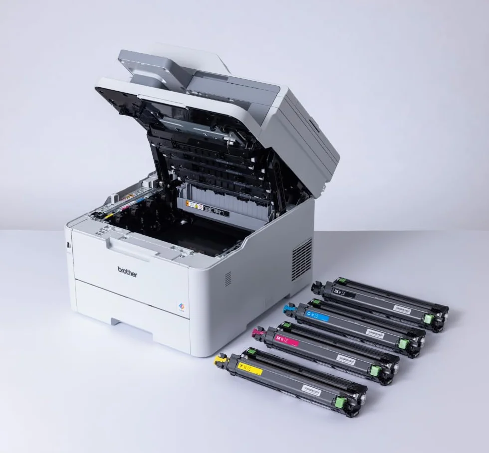 Brother MFC-L8390CDW Professionelles und kompaktes 4-in-1 Farb-LED-Multifunktionsgerät (Drucker, Scanner, Kopierer, Fax, 30 Seiten/Min.) weiß/grau