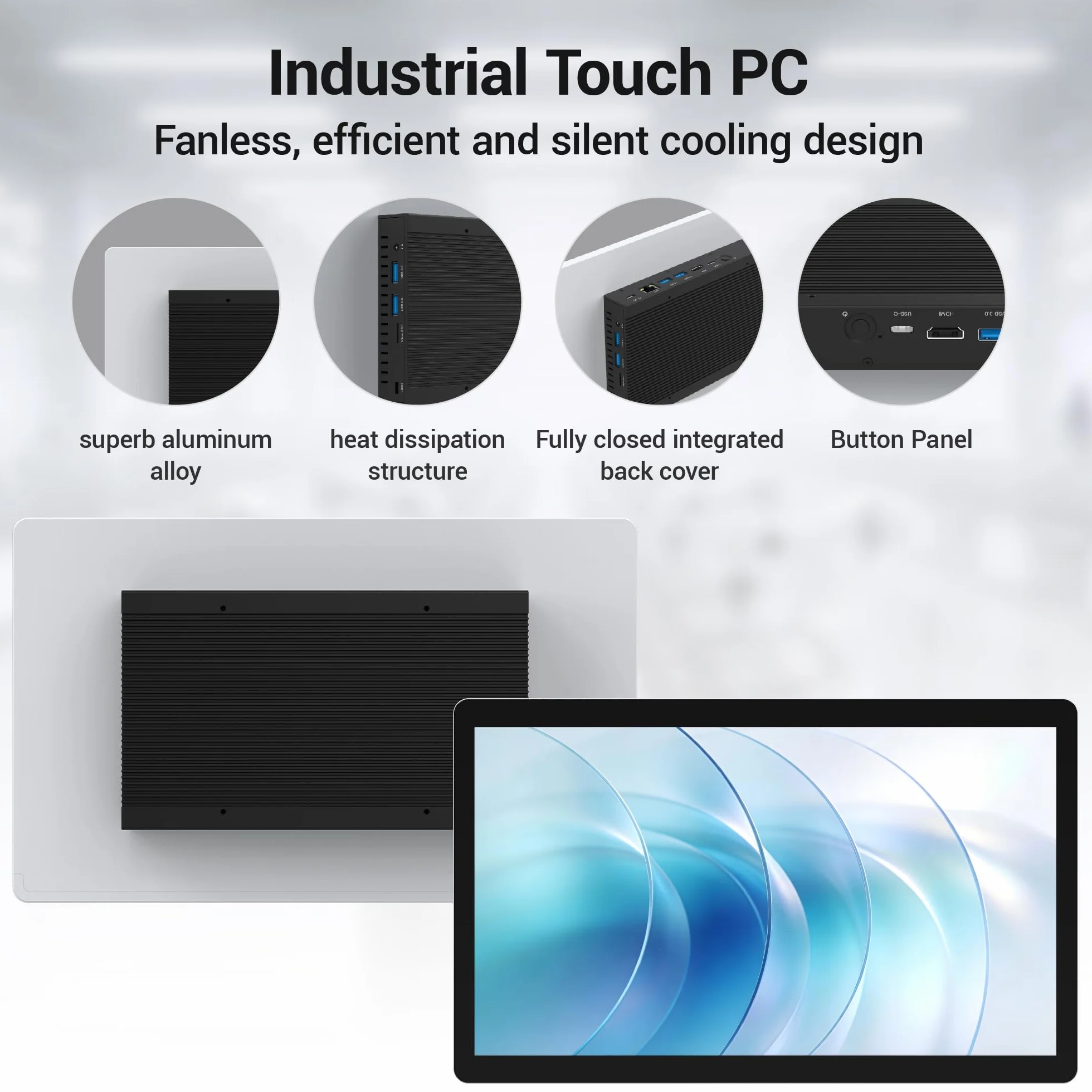 Tablet Panel Computer All in One 13,3 Zoll-HEIGAOLAPC Industrie Touch Panel PC Win11, N5100, Embedded Mini PC mit Touchscreen, 8GB Ram 128GB Rom 1920*1080 IPS, USB3.0*4, RS232, LAN, HDMI, Type-C 3,1