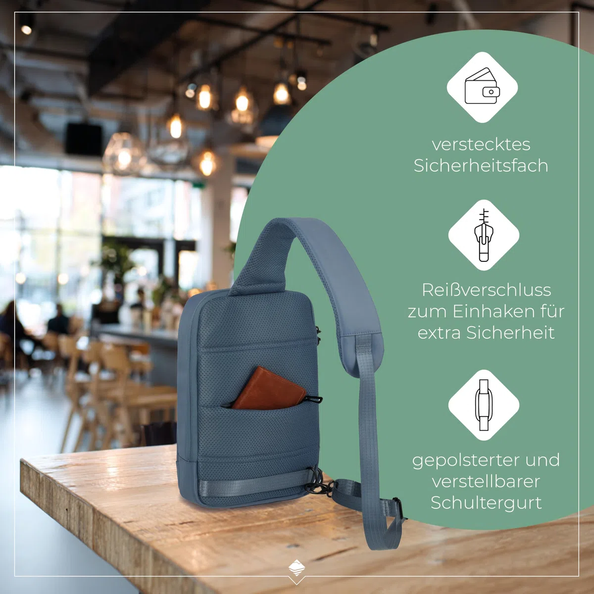 Travelite Cross Body Bag, WORKFLOW Umhängetasche aus recyceltem Material mit Sicherheitsfach, Sling Bag