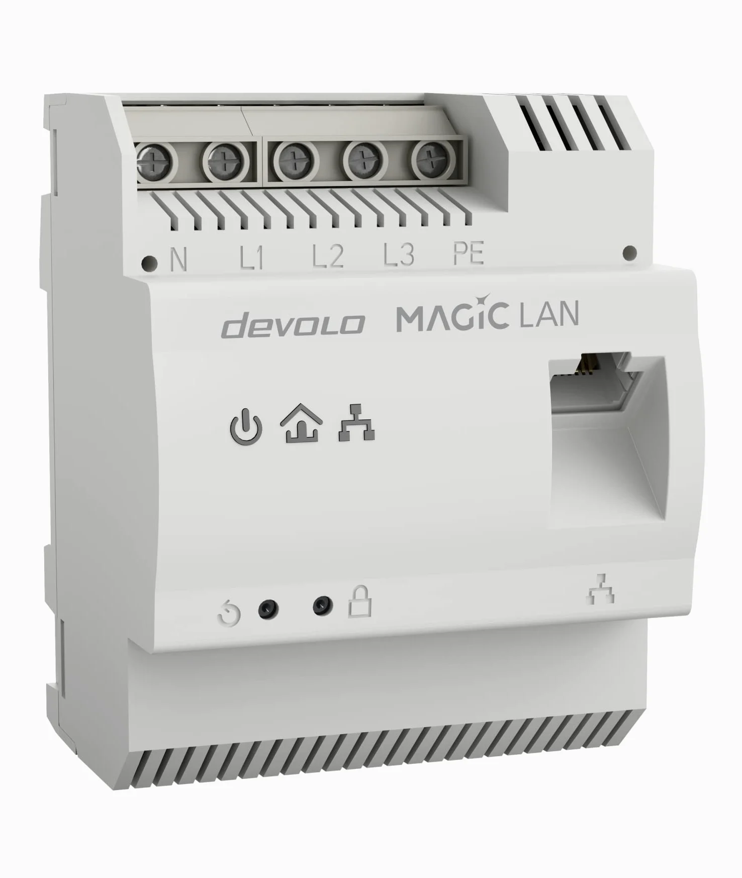 devolo Magic 2 LAN DINrail Powerline Hutschienen Adapter, bis zu 2.400 Mbit/s, Internet aus dem Verteilerkasten, professionelles Heimnetzwerk, grau