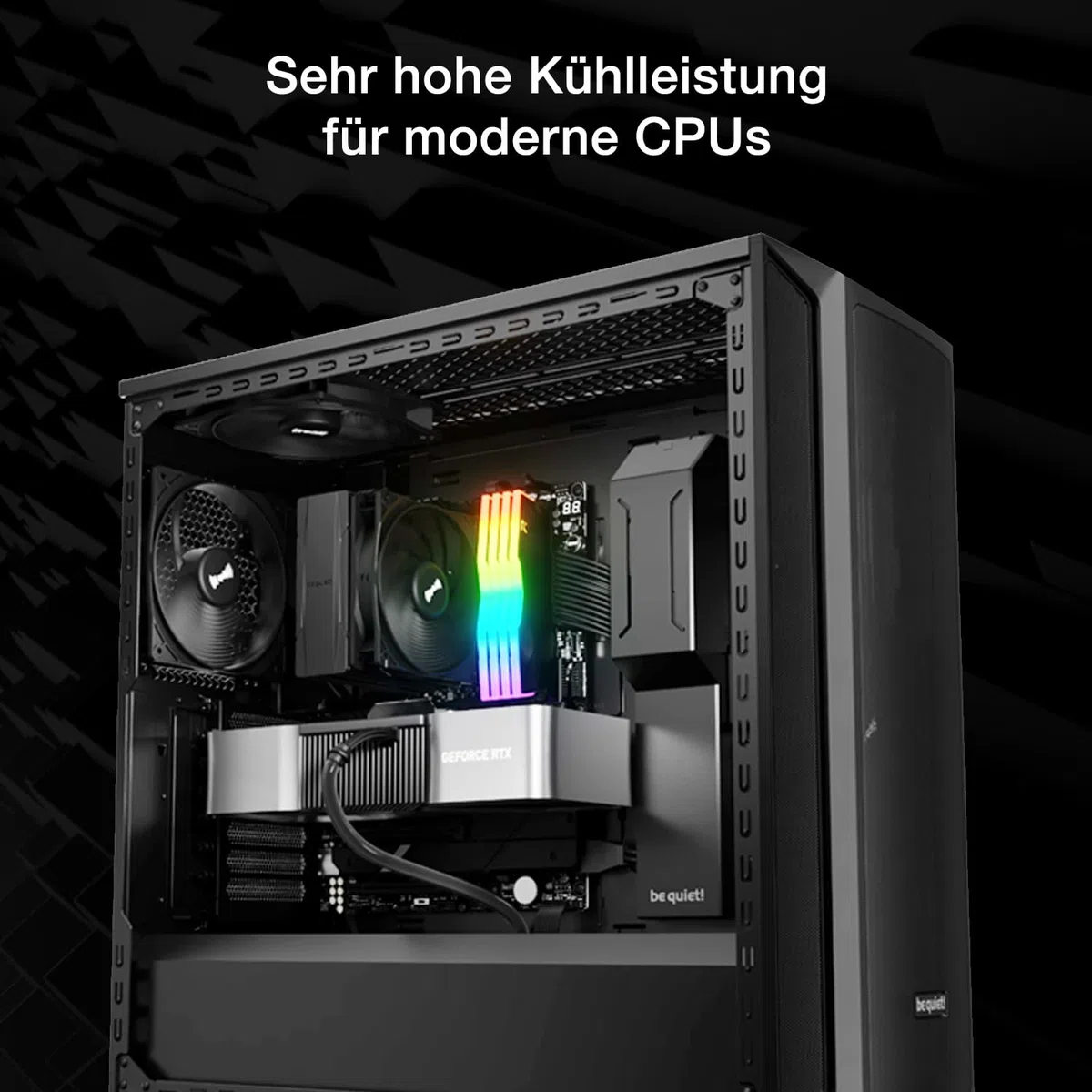 be quiet! Pure Rock 3 Black Luftkühler, sehr hohe Kühlleistung, 4 Hochleistungs-Heatpipes mit HDT-Technologie, optimierter Pure Wings 3 120mm PWM- Lüfter, vorinstallierte Montagebrücke