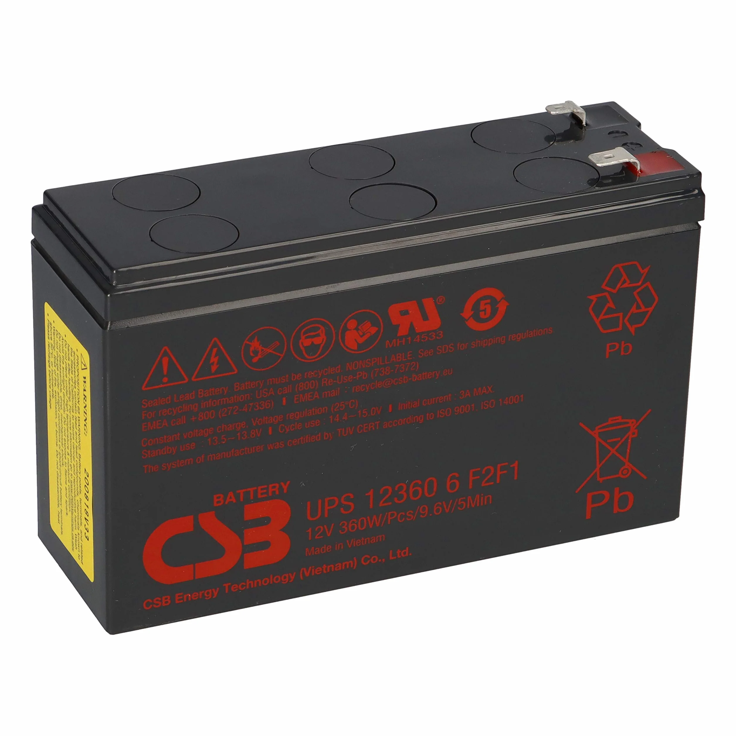 CSB AGM Bleiakku 12V 7Ah UPS123606 F2F1 extrem hochstrom Akku USV UPS UPC