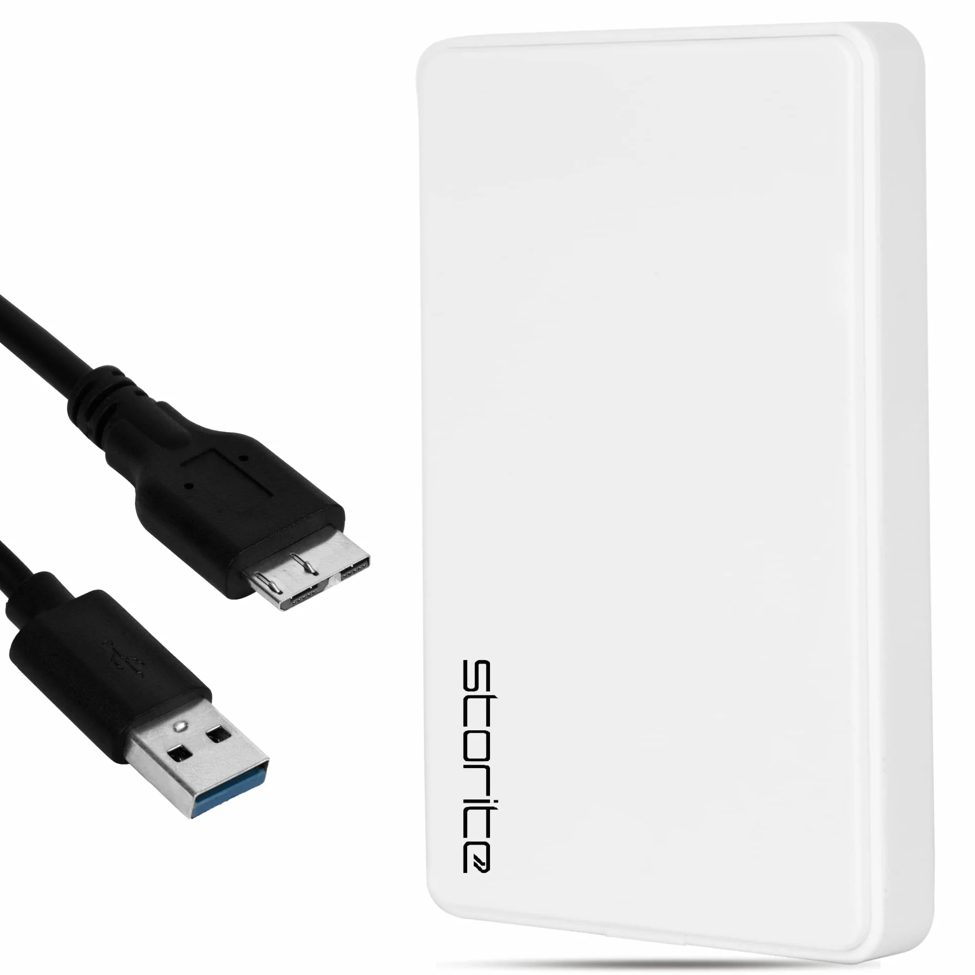 Storite 1TB Externe Festplatte, USB 3.0 ultraschnelle Slim-HDD für Datensicherung, Speichererweiterung, tragbare Festplatte Externe Festplatte, kompatibel mit Mac, Laptop, PC, Spielekonsole (weiß)