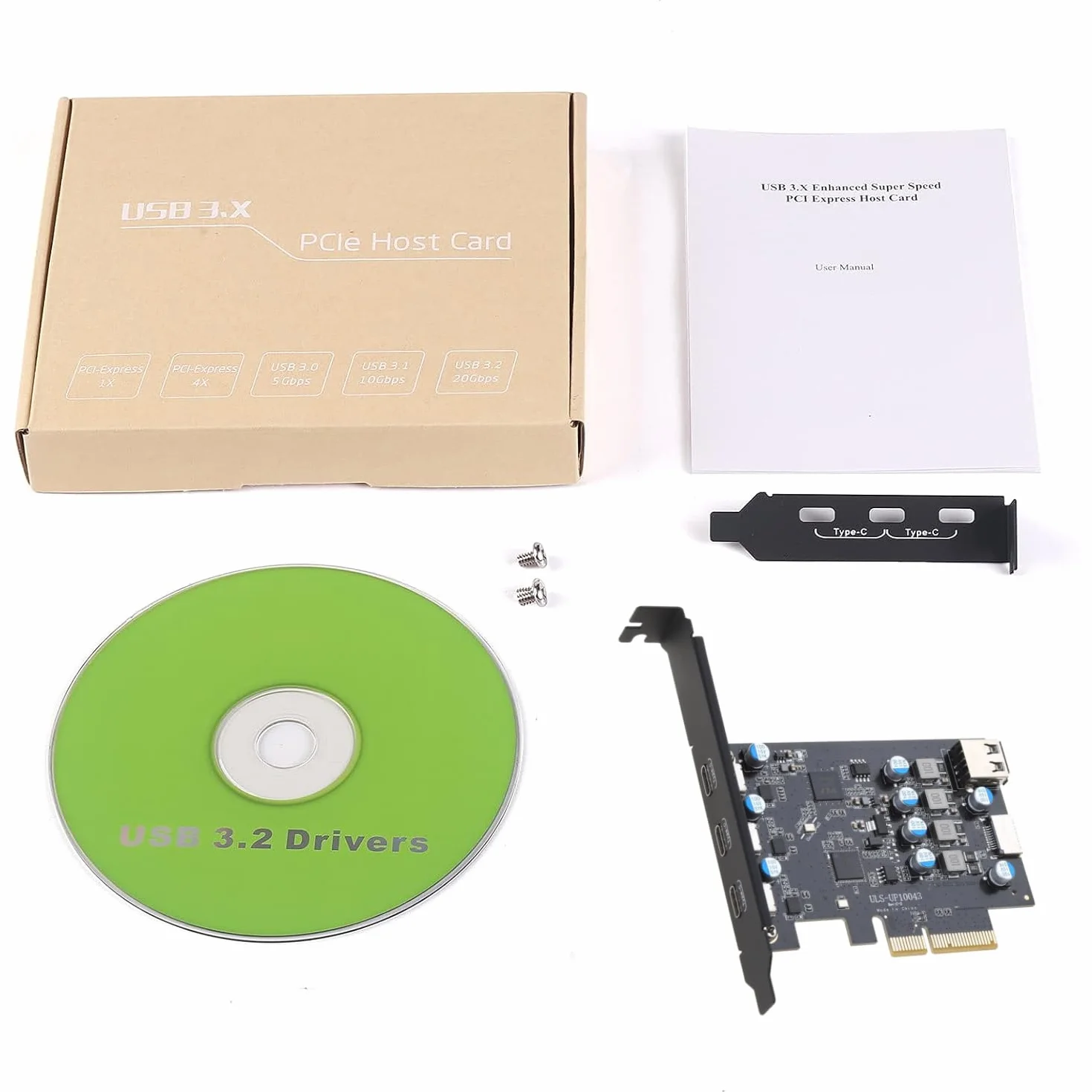 PCIe USB 3.2 Gen2 10 Gpbs Erweiterungskarte 5 Ports, darunter 3 USB C und 2 interne Ports (1 Typ-A, 1 Typ-E) für Desktop PC