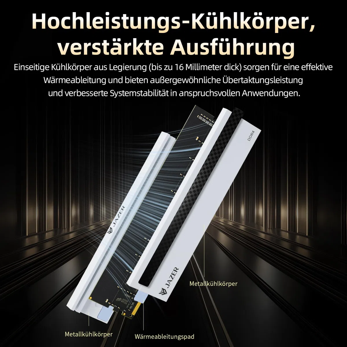 JAZER DDR4 RAM 32GB (2x16GB) 3200MHz Desktop Hochleistungs Memory | CL18, XMP 2.0 Übertaktung, 1.35V UDIMM Arbeitsspeicher,Weiß
