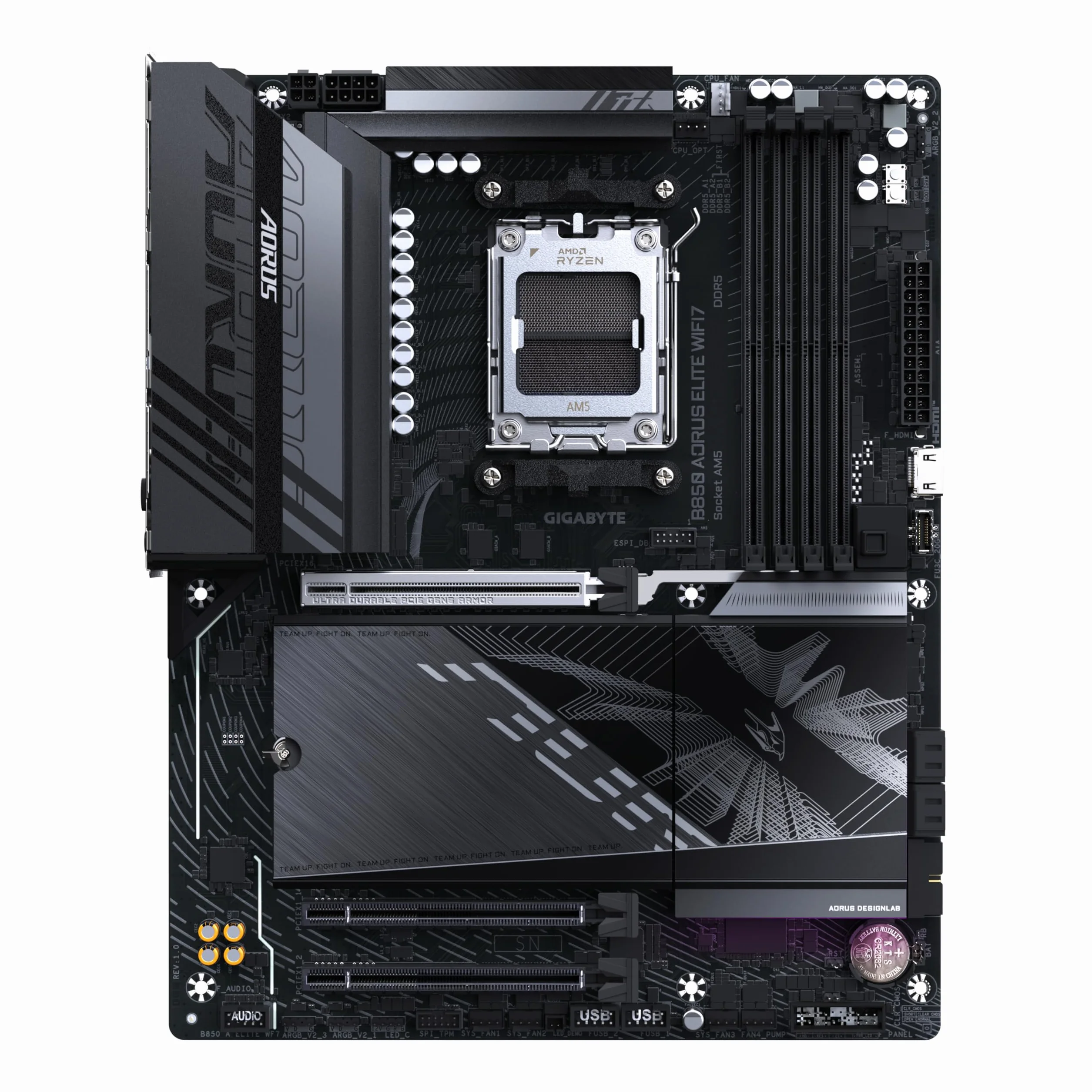 GIGABYTE B850 AORUS Elite WIFI7 Motherboard - AMD Ryzen 9000 Serie CPUs, 14+2+2 Phasen digitales VRM, bis zu 8200MHz DDR5 (OC), 1xPCIe 5.0 + 2xPCIe 4.0 M.2, 2,5 LAN, WiFi 7, USB 3.2 Gen 2x2