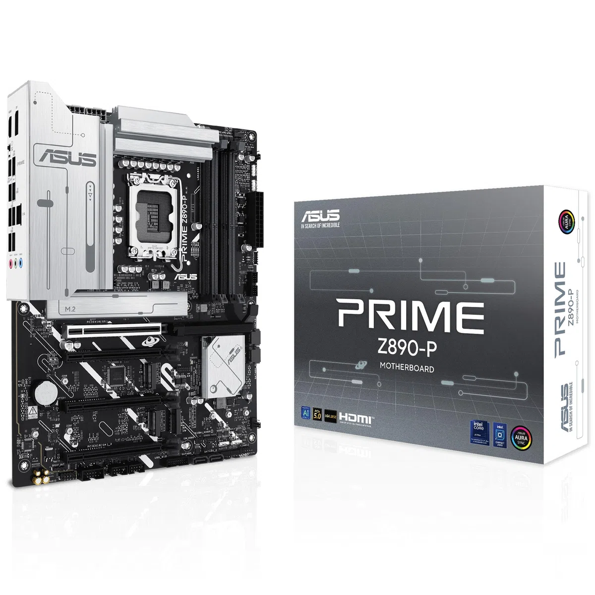 ASUS Prime Z890-P Gaming Mainboard Sockel Intel LGA1851 (ATX, DDR5, PCIe 5.0, 4X M.2, DisplayPort, HDMI, Advanced AI, Aura Sync, PCIe Slot Q-Release)