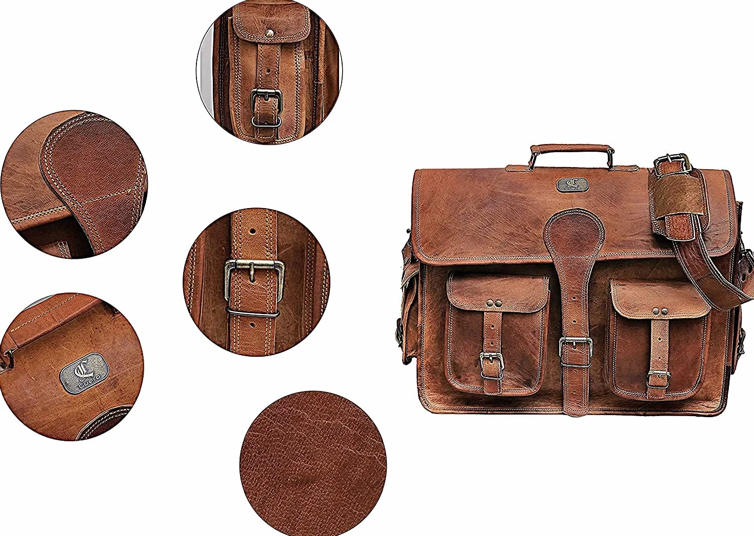 cuero Dhk Devil Hunter Killer DHK 16 Zoll Vintage handgemachte Leder Messenger Bag Laptop Aktentasche Computertasche für Männer Braun Braun 16 Zoll