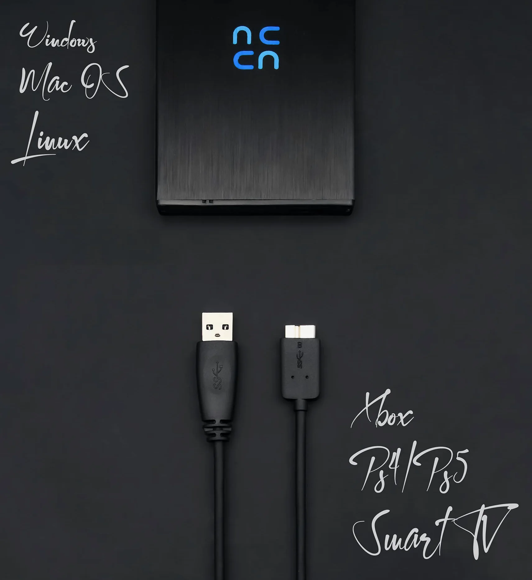 HURRICANE GD25612 Externe Festplatte 1TB 2,5" USB 3.0 – Tragbare HDD, Backup Festplatte extern für PC, Laptop, Smart-TV, PS4, PS5, Xbox kompatibel mit Windows, mac, Linux