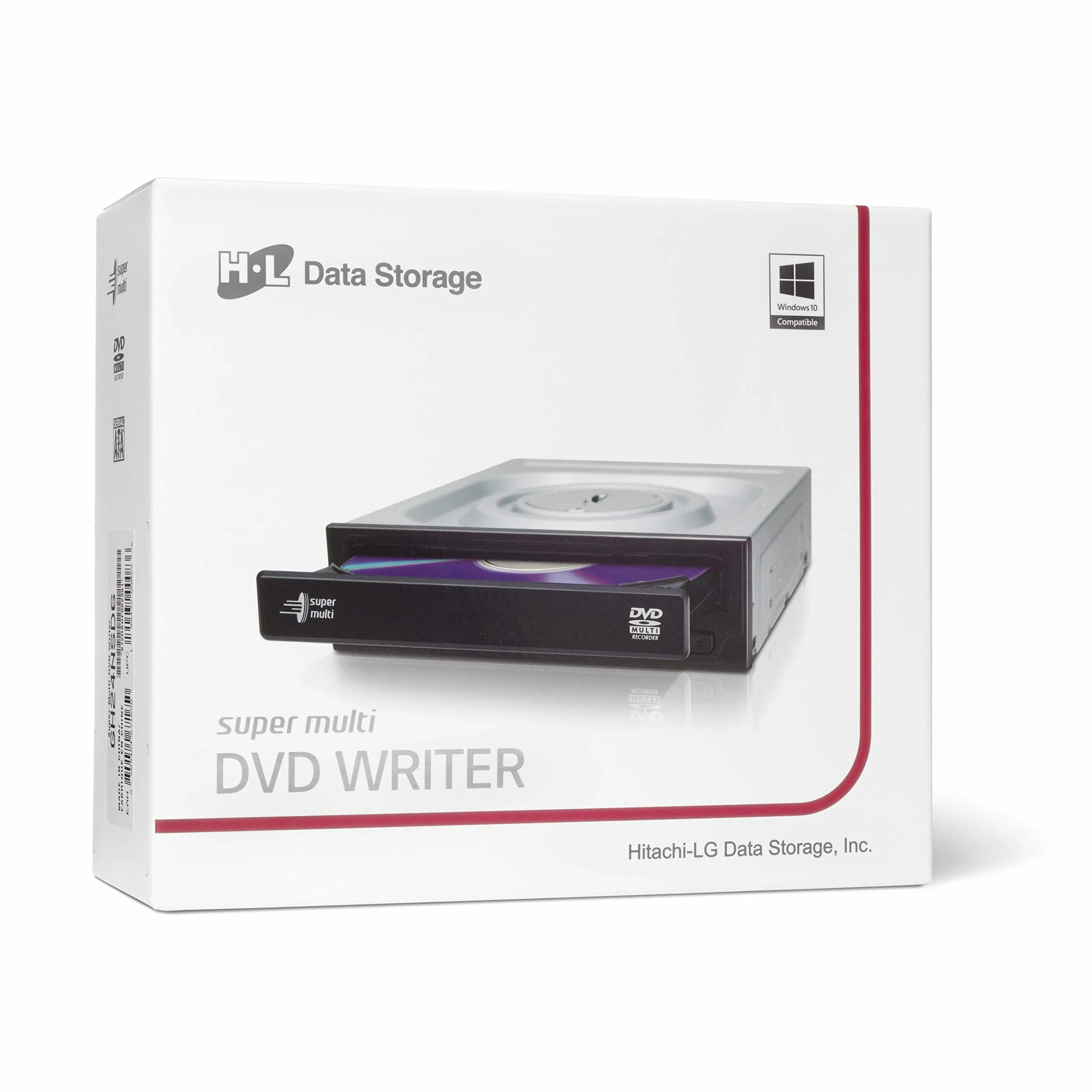 Hitachi-LG GH24 Internal DVD Drive, DVD-RW CD-RW ROM Rewriter for Laptop/Desktop PC, Windows 10 Compatible, M-Disc Support, 24x Write Speed (Software Included) - Black