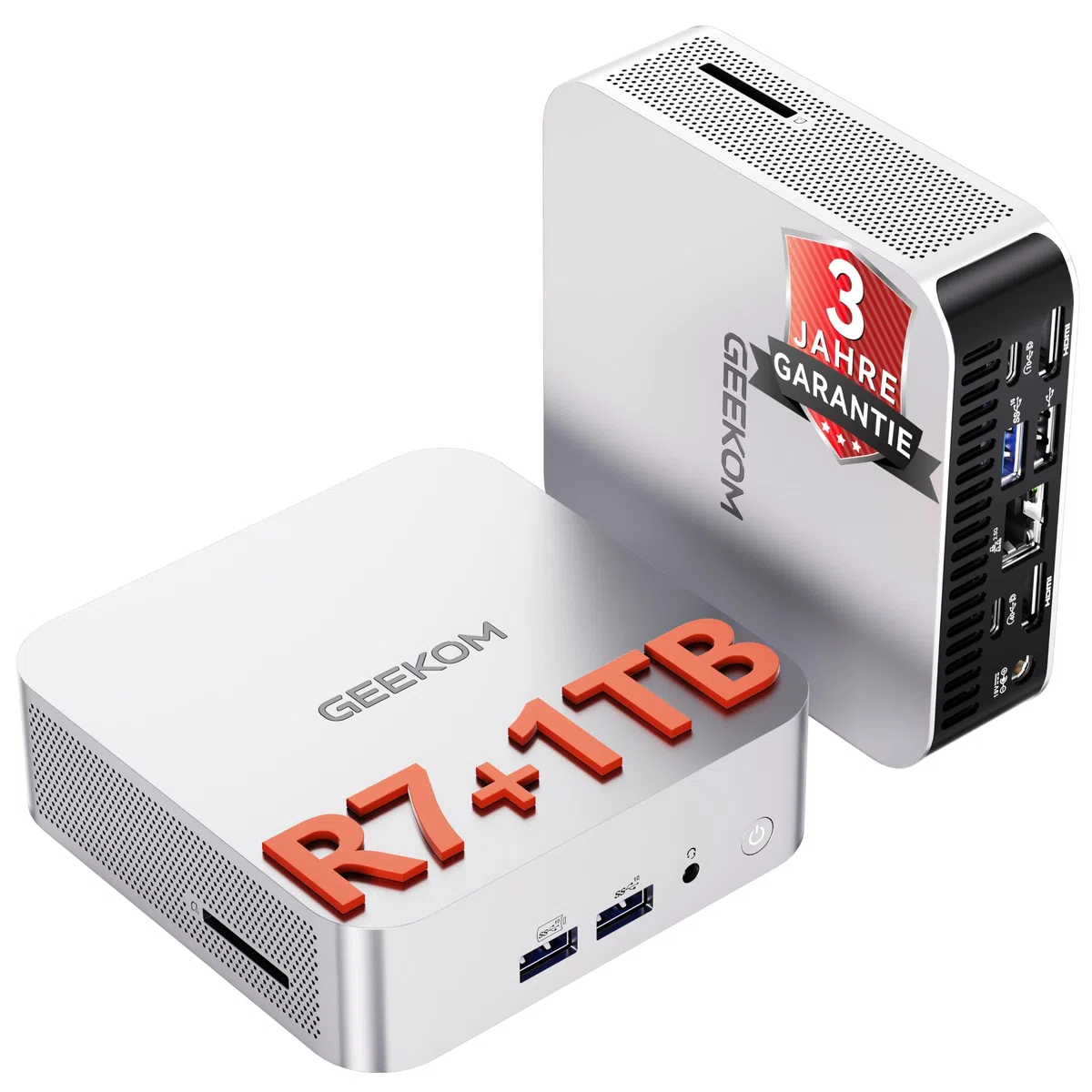 GEEKOM A6 Mini PC mit AMD Ryzen 7 6800H(übertrifft 7730U/7640HS), 1TB PCIe 4.0 SSD | 16GB DDR5 RAM(bis zu 96 GB) | 2xUSB4 | 3 Jahre Garantie | Windows 11 Pro, Mini PC, Ideal für Homeoffice & Kreative