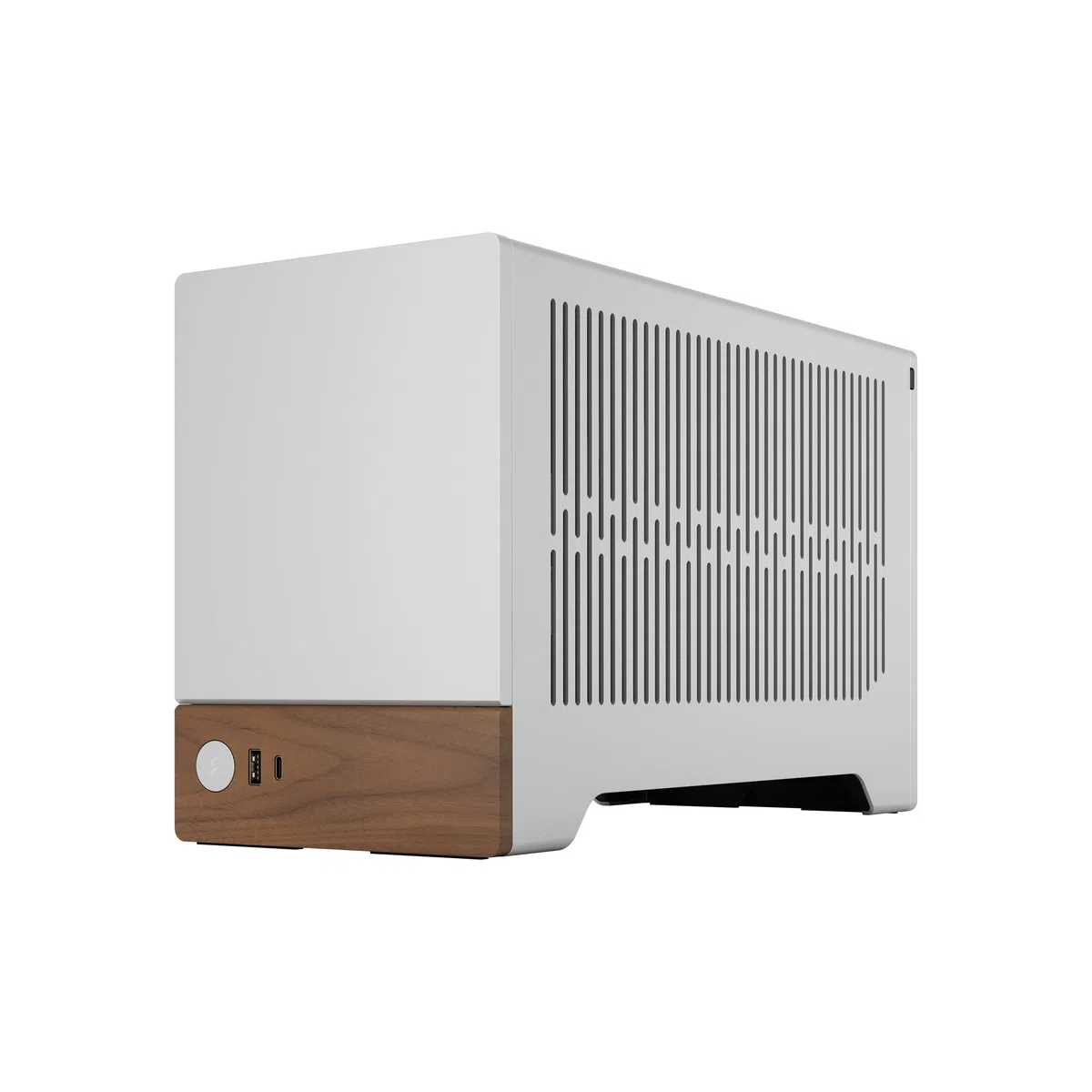 Fractal Design Terra Silver - Wood Walnut Front Panel - Small Form Factor - mITX Gaming case – PCIe 4.0 Riser Cable – USB Type-C - Anodized Aluminum Panels