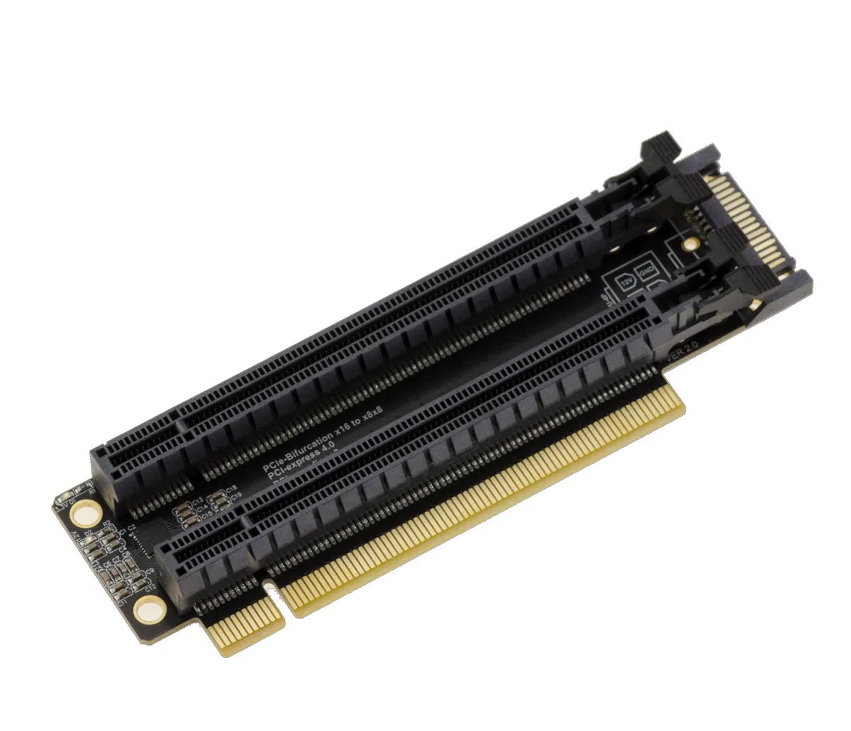 KALEA-INFORMATIQUE PCIe Gen 4.0 x16 Riser Adapter 2-Port Splitter x8 90° 32 GB/s