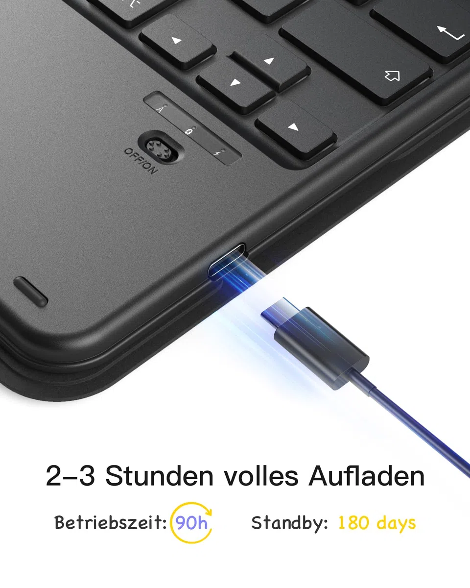 Inateck iPad 11 Hülle mit Tastatur(A16 2025), iPad 10 Gen. Hülle mit Tastatur,für iPad Air 11" M4/ M3/M2 (2026/2025/2024),Air 5/4, Pro 11,mit Touchpad und Stifthalter, Abnehmbar,QWERTZ,Classic N0001