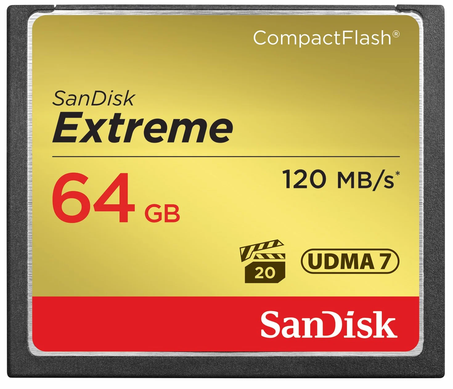 SANDISK Extreme CompactFlash Speicherkarte 64 GB (Für DSLR-Kameras, UDMA7, Schreiben mit 85 MB/s, Übertragen mit 120 MB/s, VPG-20 für Full-HD-Video)