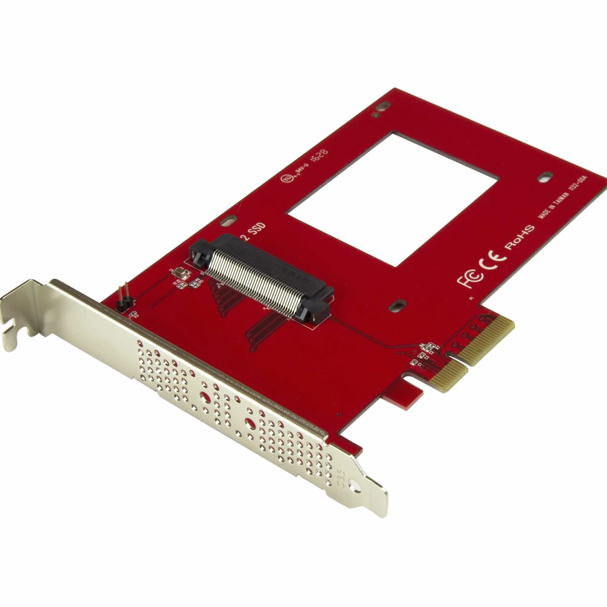 StarTech.com U.2 auf PCIe Adapter für 2,5" NVMe SSD SFF 8639 4x PCI Express 3.0 Karte Schnittstellenadapter 6,4 cm 2.5" Ultra M.2 Card x4 Rot