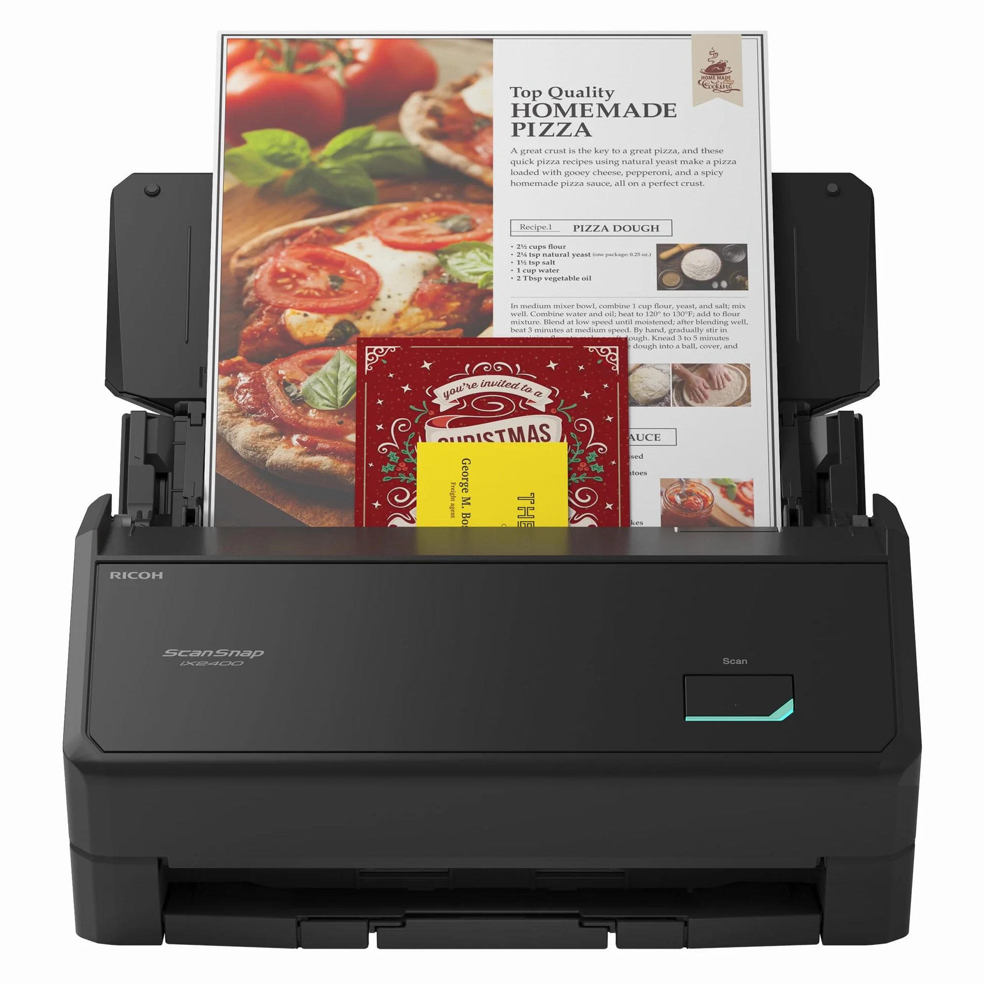 Ricoh ScanSnap iX2400 Dokumentenscanner A4 Duplex Touch-Screen USB3.2 Desktop-Scanner (45 S/min / 90 B/min) mit ADF Schwarz