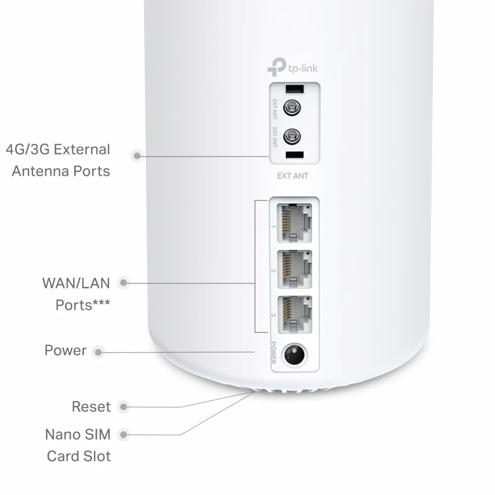TP-Link Deco X1500-4G LTE WLAN Router, 4G+ Router SIM-Karte, 3 x Gigabit-Ports, Wi-Fi 6 AX1500, Unterstützt Externe Antenne und Deco Mesh, Nur APP verwaltet, Keine Webverwaltungsseite