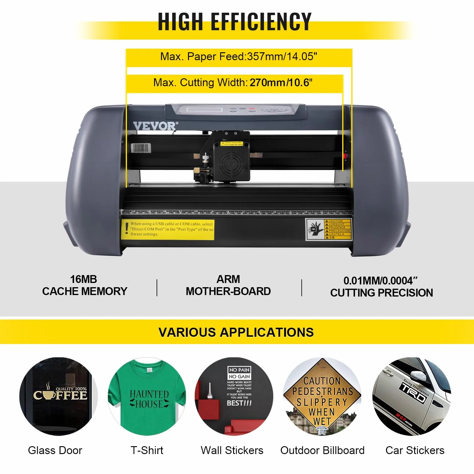 VEVOR 375 mm Vinyl Schneideplotter Papiereinzug, Folienplotter Drucker Vinyl Schneiden Set, Unterstützt DM/PL, HP/GL-Sprache, Abdeckfolie zum Malen und Ätzen, Scrapbook-Papiere PU-Vinyl schneiden
