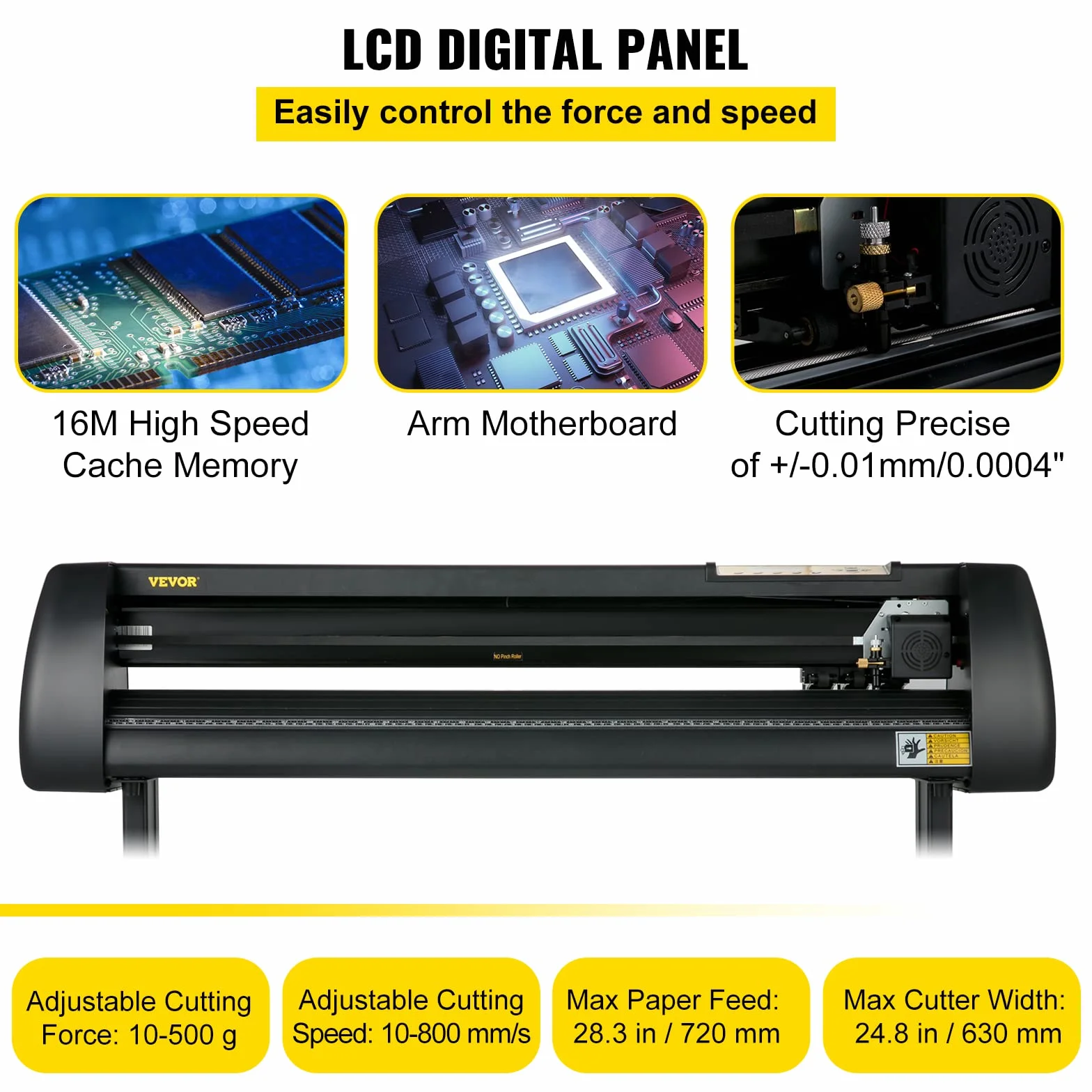 VEVOR Vinyl-Schneidemaschine, 720 mm Papierzufuhr-Schneideplotter-Paket, Vinyldrucker mit Einstellbarer Kraft und Geschwindigkeit, LCD-Display, Windows-kompatibles Schilderherstellungsset