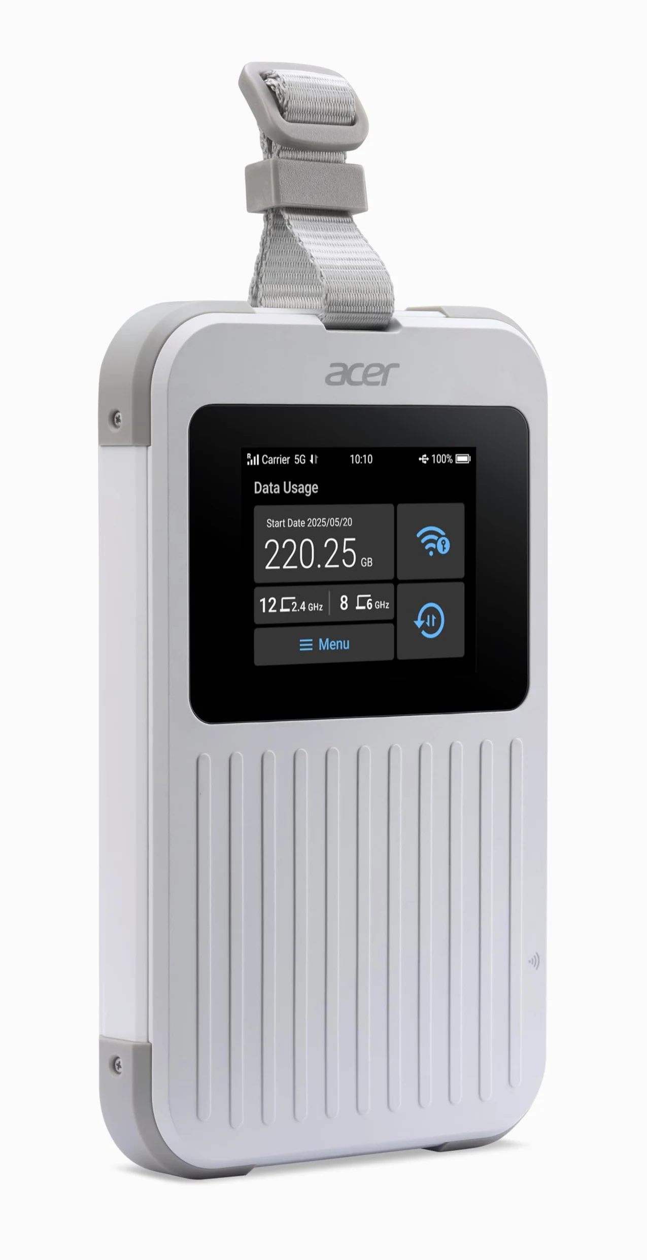 Acer, Connect M6E, Mobiler 5G Wi-Fi Hotspot, Globales 5G, TRI-SIM-Unterstützung, Wi-Fi 6E, Tri-Band, bis zu 20 Geräte, Touchscreen, Weiß