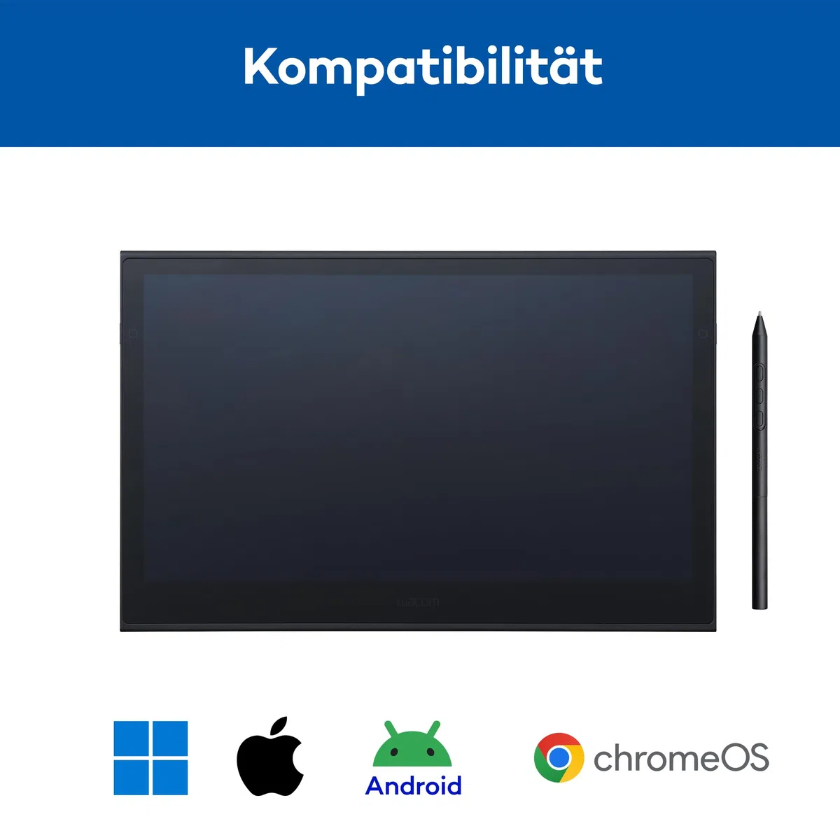 Wacom Movink 13 OLED Pen Display, ultraschlankes 4 mm Grafiktablett mit Display, Pro Pen 3 mit 8192 Druckstufen, 100 % DCI-P3 Farbraum, USB-C Ein-Kabel-Verbindung für Mac, Windows, Android & ChromeOS