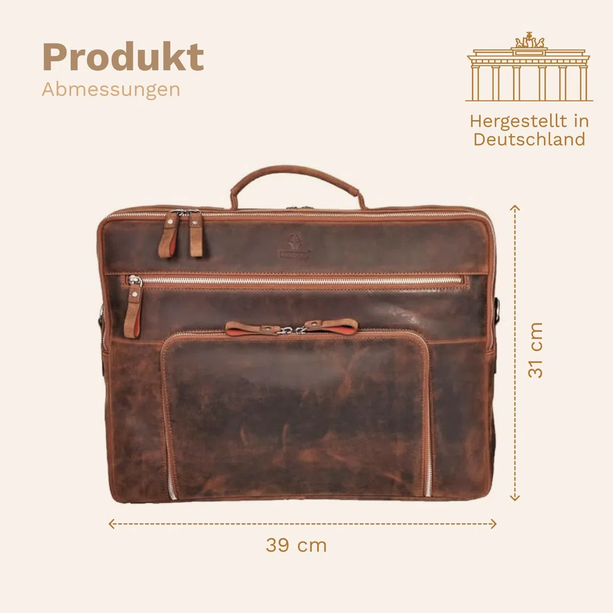 DONBOLSO Laptoptasche San Francisco I Leder Umhängetasche für Laptop I Aktentasche für Notebook in zwei Größen I Tasche für Damen und Herren