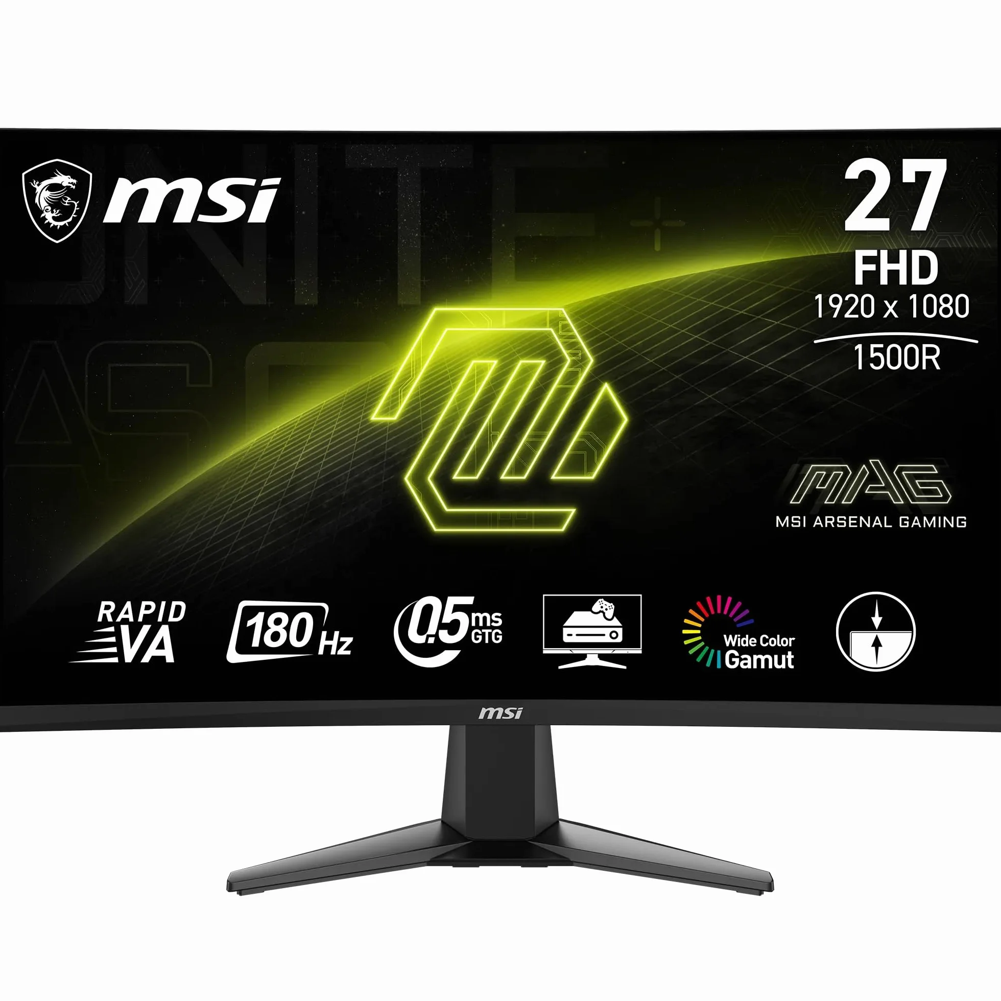 MSI MAG 27C6F 27 Zoll FHD Curved Gaming Monitor 1500R 1920x1080 Rapid VA 180Hz 1ms Adaptive-Sync