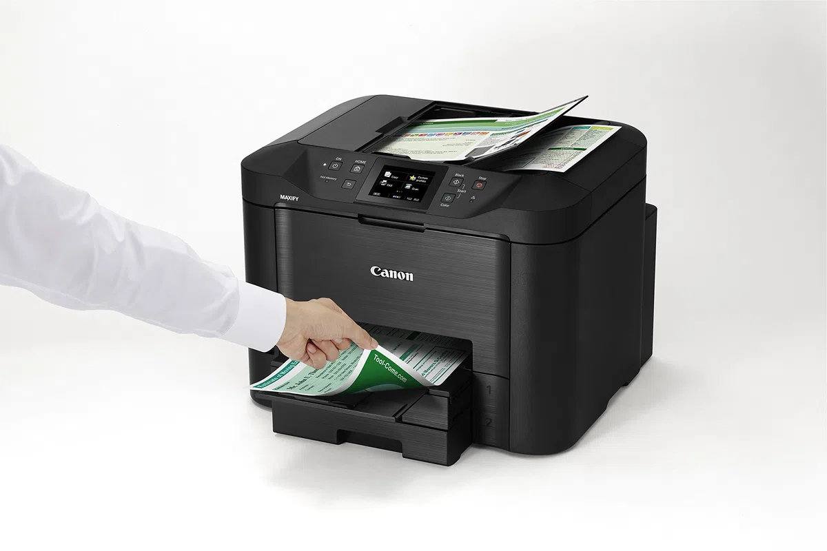 Canon Maxify MB5450 4-in-1 Farbtintenstrahl-Multifunktionsgerät (Drucken, Kopieren, Scannen und Faxen, 4 XL-Tinten, Duplex, USB, LAN/WLAN,D- ADF) schwarz