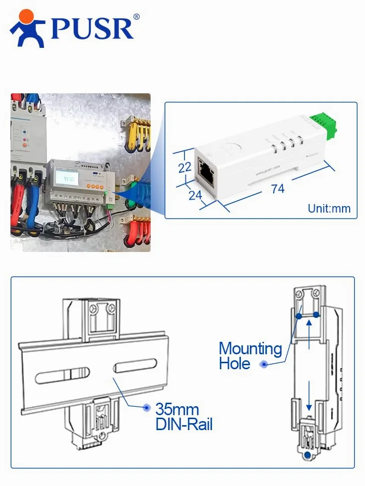 USR-DR134 Konwerter RS485 na Ethernet Modbus RTU Gateway TCP