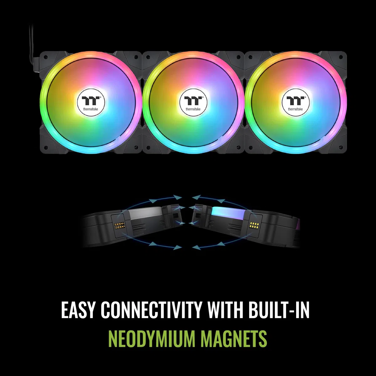 Thermaltake SWAFAN EX 14 ARGB PC-Lüfter, 3 Lüfter, 500~2000 U/min, magnetischer Anschluss, umkehrbare Blätter, Synchronisierung mit MB RGB Software, CL-F168-PL14SW-A