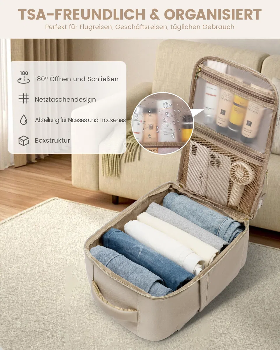 LOVEVOOK Ryanair Handgepäck 40x30x20, 24L Reiserucksack Damen, Handgepäck Rucksack Ryanair, Rucksack Damen, Reiserucksack Cabin Bag, Eurowings, Wizz Air, Urlaub Must Haves - Khaki Beige