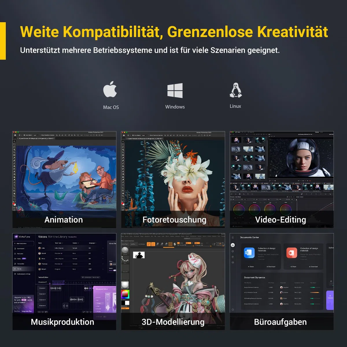 Xencelabs Quick Keys für Grafiktablett Zeichentablets Fernbedienung mit OLED-Display Programmierbares Tastaturfeld Anpassbare Shortcut-Tasten programmierbare Tastatur für Grafiktablets PC Laptop