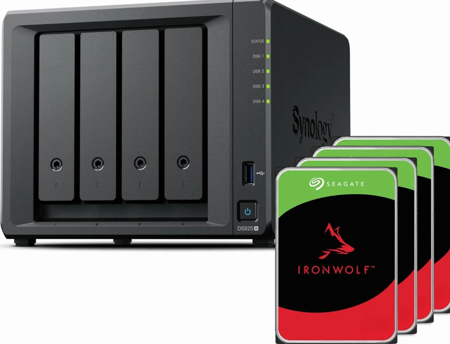Synology DS925+ Bundle 16TB Seagate (Ironwolf 4X 4TB) 4Bay Desktop NAS, 2.5GbE-Ports, 4GB RAM