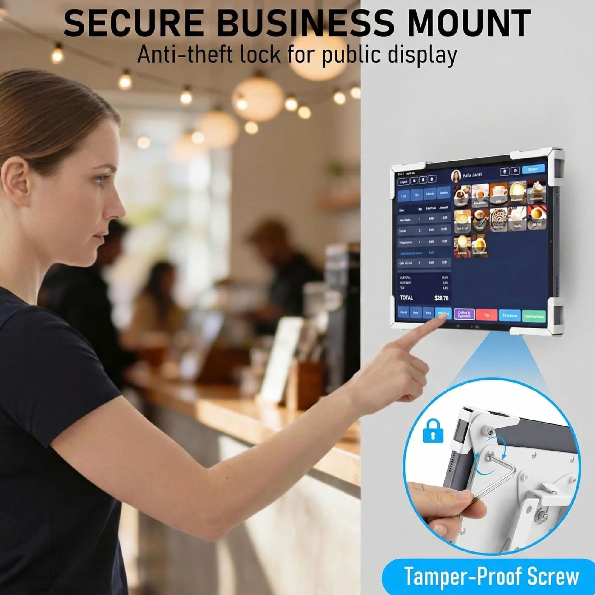 Tablet Wandhalterung, Metallgehäuse iPad Halterung Für Retail POS Kiosk, Smart Home, Diebstahlschutz Low Profile VESA 75x75 Ständer, Hoch- Oder Querformat, Für 10-14 Zoll Pro Air Galaxy Tab, Weiß