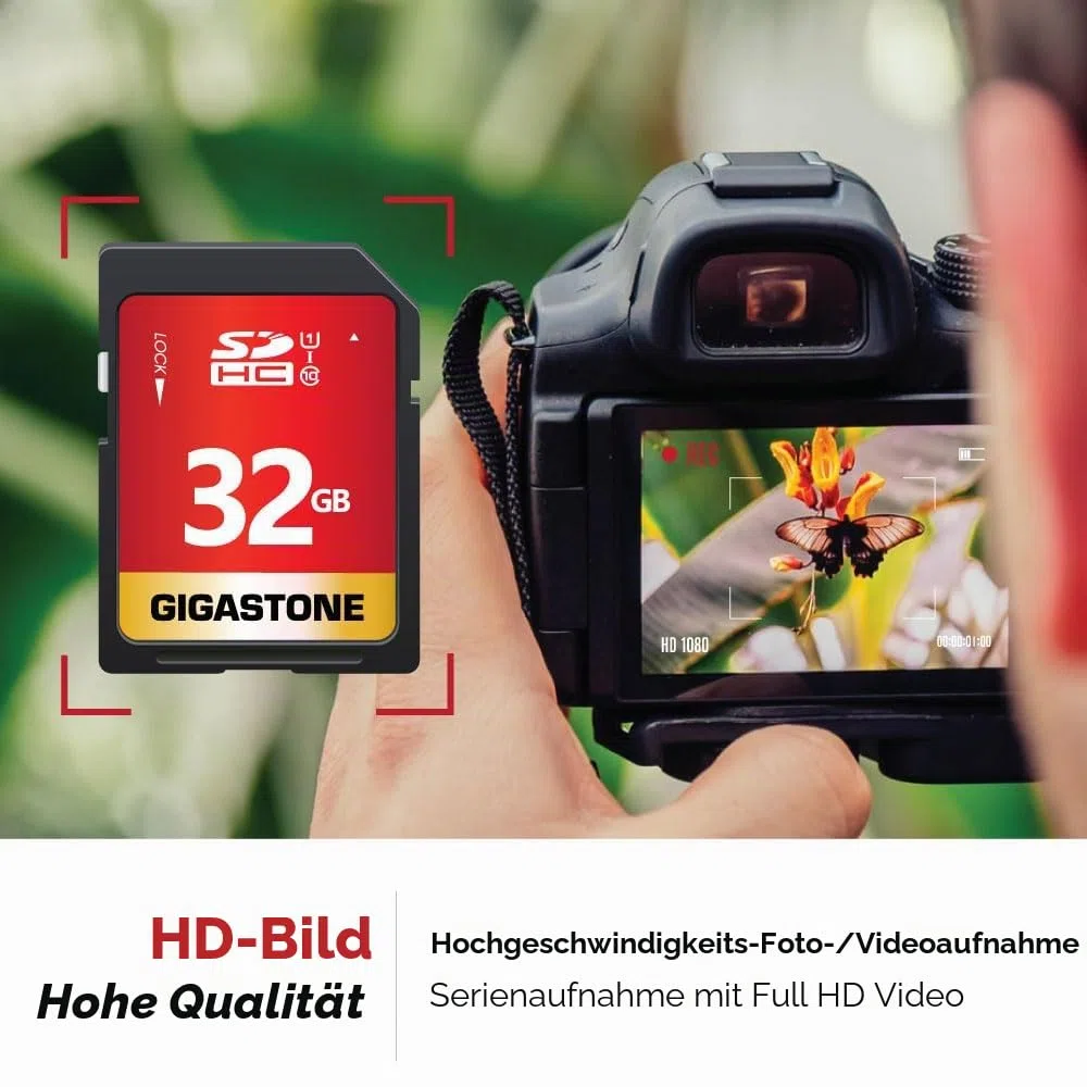 GIGASTONE 32GB SDHC Speicherkarte 5er-Pack, UHS-I U1 Klasse 10, bis zu 80 MB/s für Digitalkameras Canon Sony Nikon Olympus PC