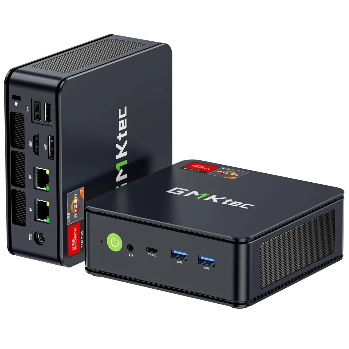 GMKtec AMD Mini PC Ryzen 7 7730U(Schlagen Sie Ryzen 7 5825U) (8 C/16 T4,50 GHz), W-11 Pro 16 GB RAM+512G PCIe-SSD, Dual NIC LAN 2.5GbE, M5 Ultra Mini Computer, WiFi 6E, USB-C, BT 5.2, DP, HDMI 2.0