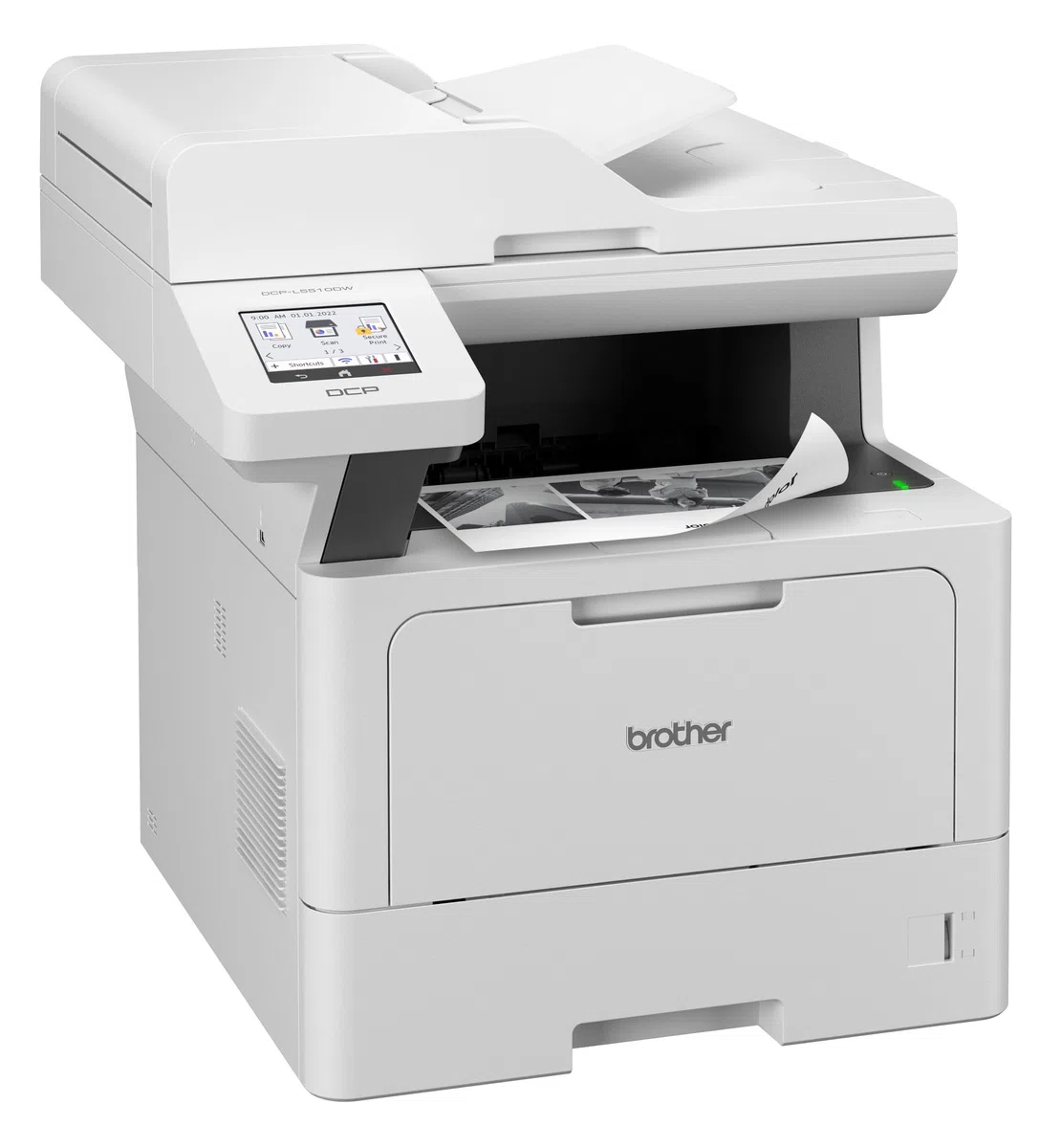 Brother DCP-L5510DW 3-in-1 Multifunktionsdrucker schwarz weiß (A4, 48 Seiten/Min., 1.200x1.200 DPI, LAN, WLAN, Duplex, 250 Blatt Papierkassette) weiß/grau