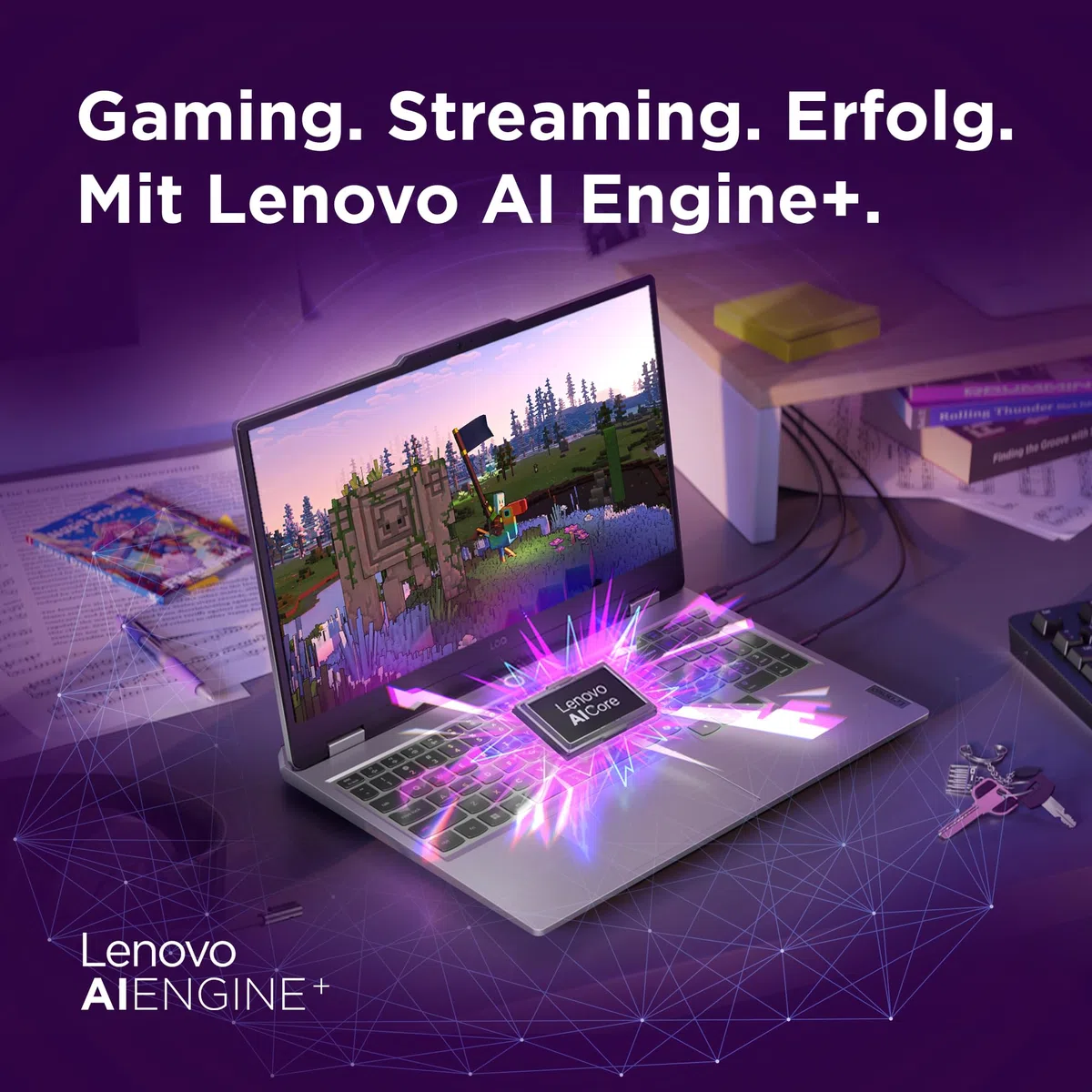 Lenovo LOQ Gaming AI Laptop | 15.6" Full HD 144Hz | NVIDIA GeForce RTX 5060 8GB | AMD Ryzen 7 250 | 16GB RAM | 1TB SSD | Win11 | QWERTZ | Weiss-Beleuchtete Tastatur | Grau | 3 Monate Game Pass