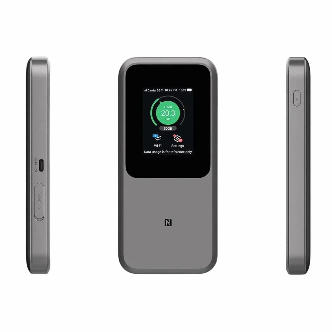 ZTE MU5120 – der leistungsstärkste tragbare 5G-WLAN-Hotspot, riesiger 10000-mAh-Akku, 18 W Reverse Charge, NFC, 2,4-Zoll-Touchscreen, verbindet 64 Geräte – SIM-Slot entsperrt