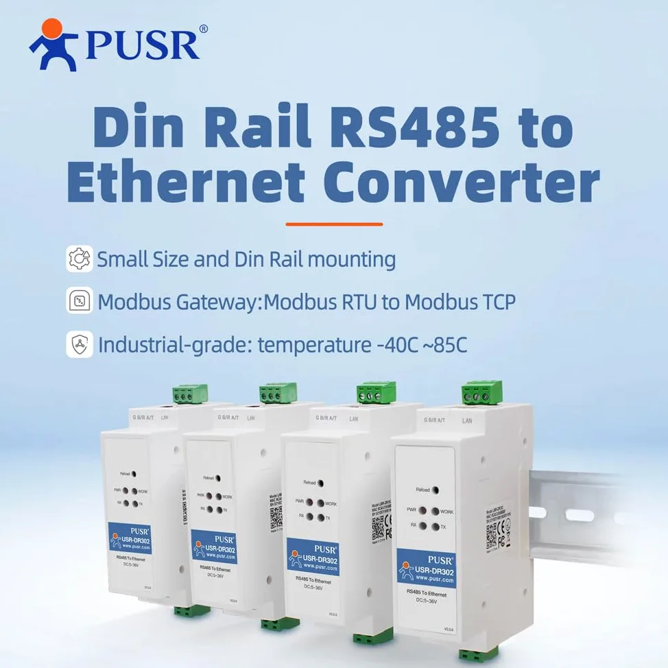 DIN-Schiene RS485 zu Ethernet Konverter Modbus RTU zu TCP Modbus Gateway überträgt Daten transparent zwischen TCP/IP und RS485 Benutzerdefinierte Webseite USR-DR302
