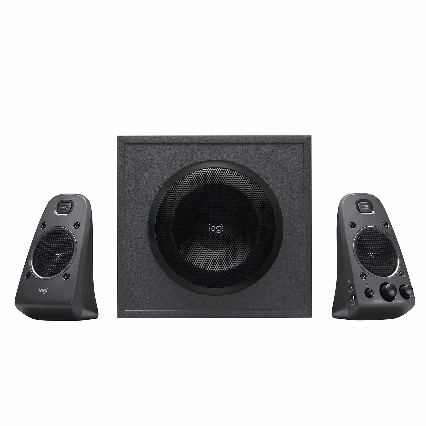 Logitech Lautsprechersystem 2.1 Subwoofer, THX, Tiefer Bass, EU-Stecker, PC/PS4/Xbox/Player/DVD-Player/TV/Smartphone/Tablet, AUX-Anschluss, Schwarz, 400 W Peak, Optischer Eingang 3,5 mm/RCA