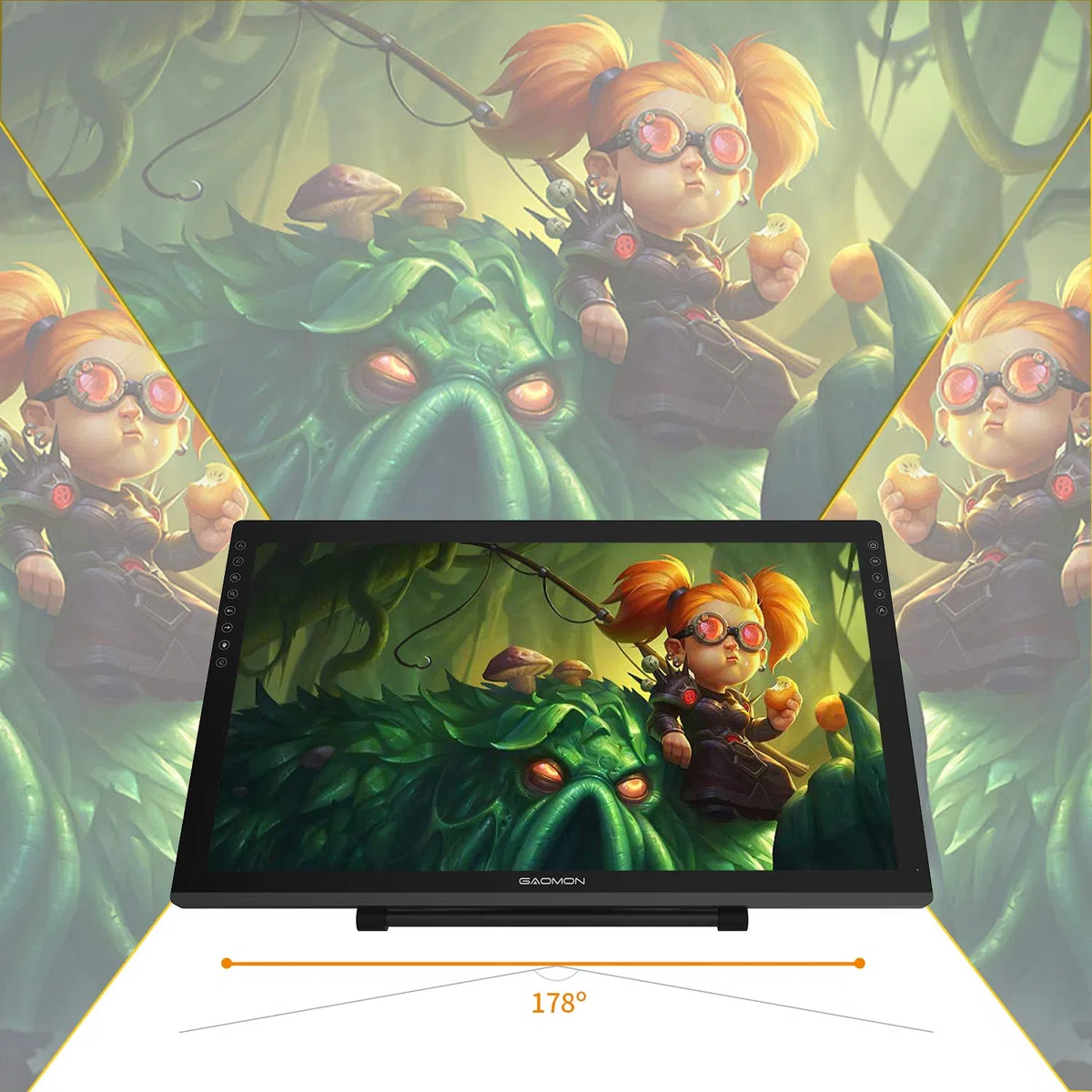GAOMON PD2200 Grafiktablett mit Display 22 Zoll 92% NTSC Full HD Monitor und mit Standfuß, batterielosem Stift mit Neigungserkennung, kompatibel mit Windows & Mac