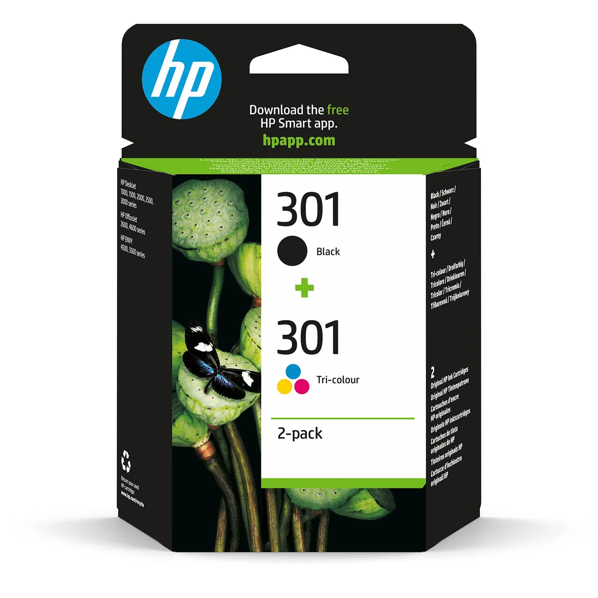 HP 301 Original Tintenpatronen 2er-Pack Schwarz Dreifarbig N9J72AE