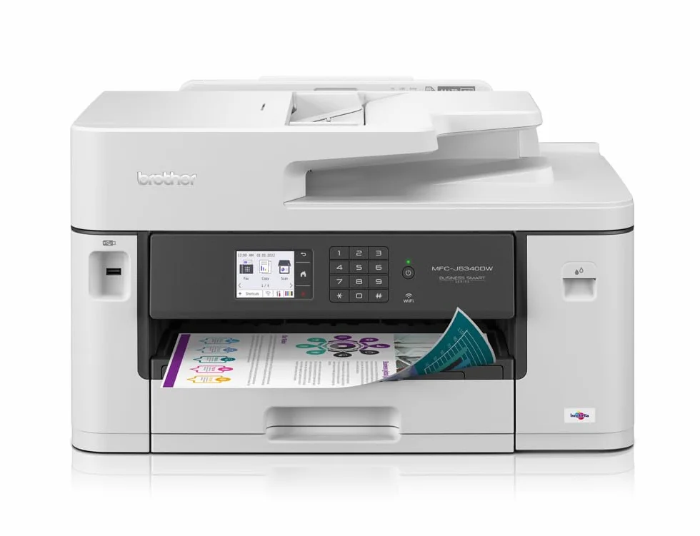 Brother MFC-J5345DW 4-in-1 Farbtintenstrahl-Multifunktionsgerät (250 Blatt Papierkassette, Drucker, Scanner, Kopierer, Fax), Weiß, Mittel