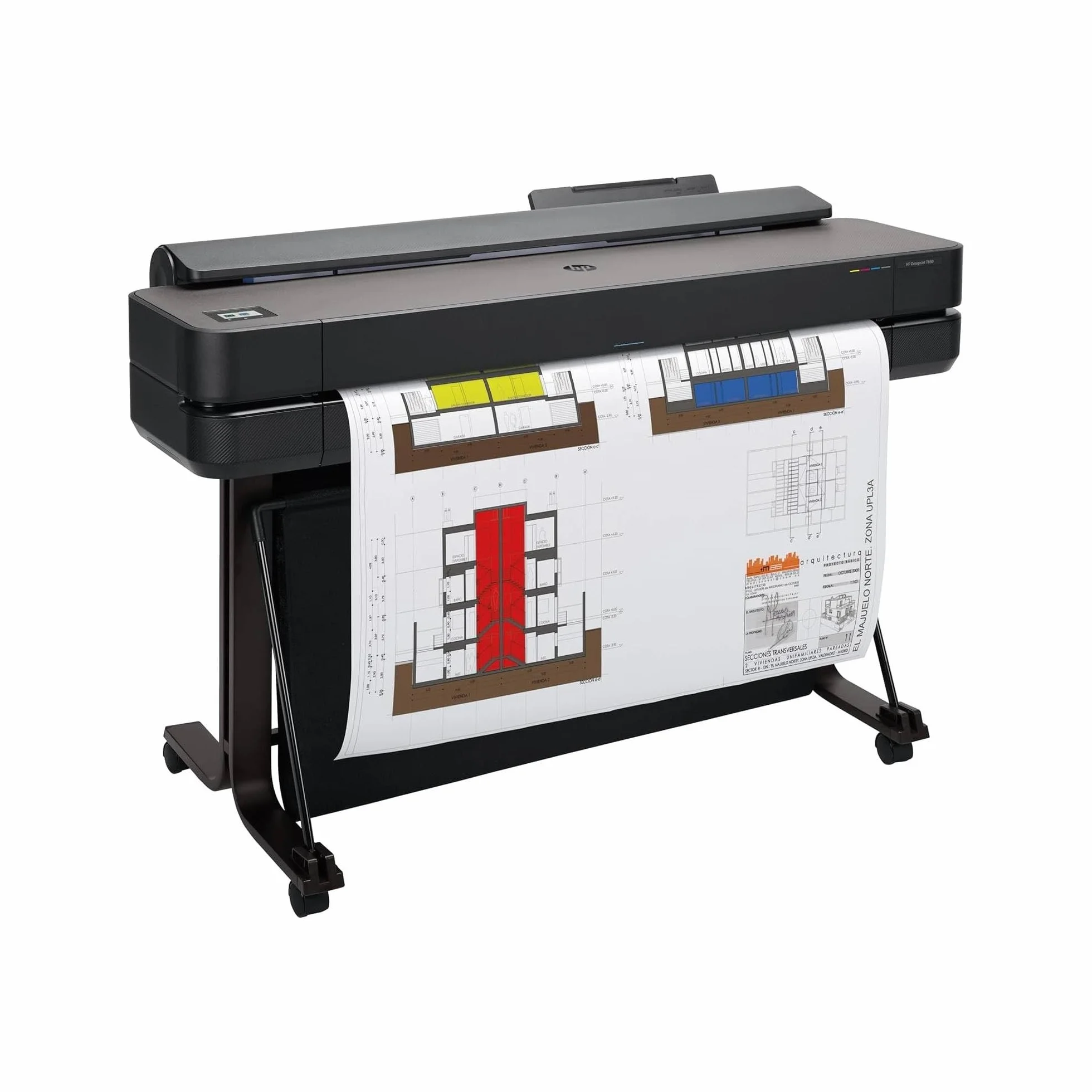 HP DesignJet T630 36 Zoll (91 cm 5HB11D), Großformatdrucker, Plotter, Standard A4-A0, 76 A1-Drucke/Stunde, Wi-Fi, Ethernet, USB, 2400x1200 DPI, Recyceltes Metall, 1 Jahr Garantie, Click, Schwarz