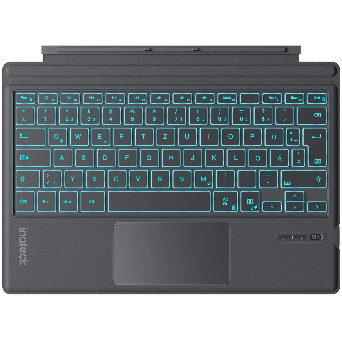 Inateck Surface Pro 7 Tastatur,Kompatibel mit Surface Pro 7/7+/6/5/4 mit Trackpad,Bluetooth 5.3, 7-Farbiger Hintergrund Beleuchtung,QWERTZ,KB02027